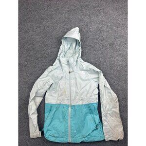 The North Face Hooded Jacket Girl's Small 7/8 Blue Colorblock Full Zip Pockets